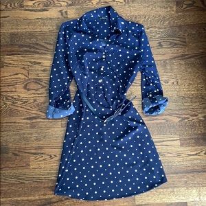 Polka dot navy shirt dress size XS